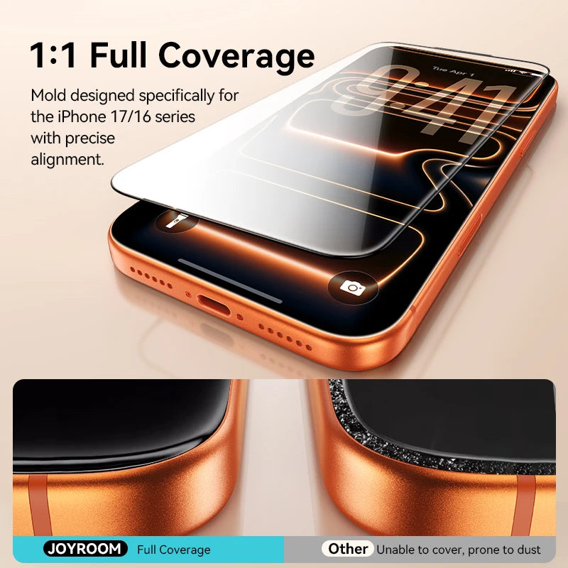 Joyroom Dust-free HD Glass  Screen Protector Full Screen Tempered Glass For iPhone 18 and  17  Pro Max