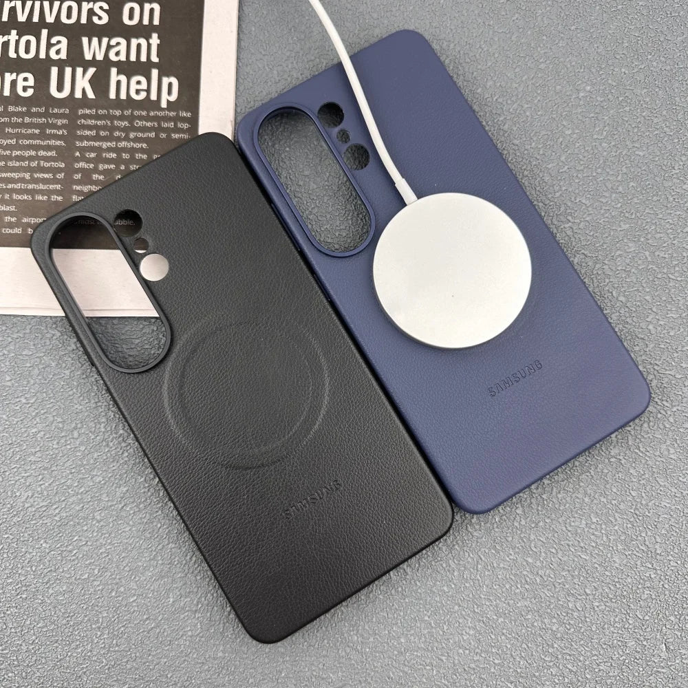 Original Leather For Magsafe Shockproof Case for Samsung Phones