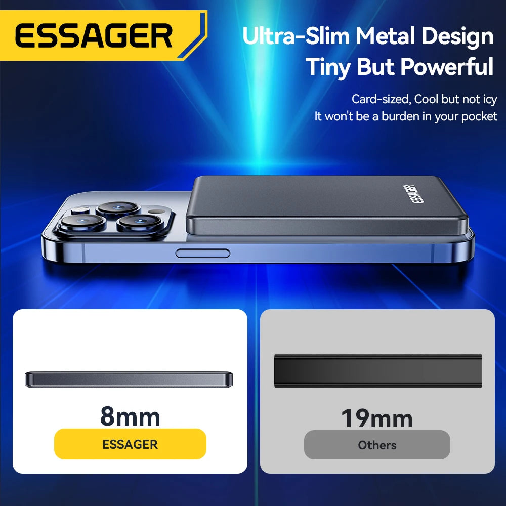 Essager Thin Wireless Power Bank Magnetic 20W 5000mAh Portable Fast Charging Magsafe For iPhone