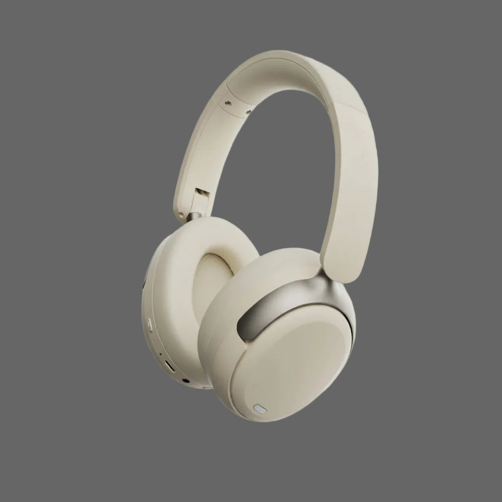 Beige headphones with Acer logos on a white background