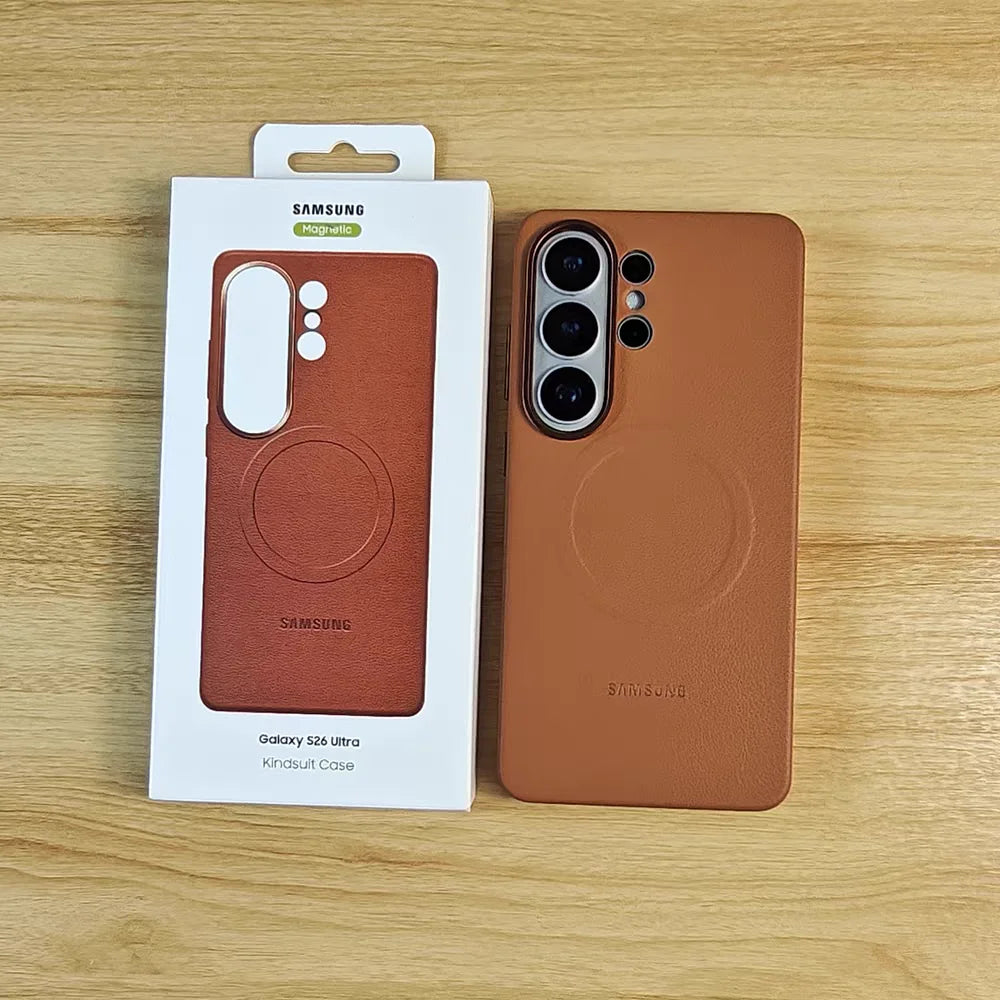 Original Leather For Magsafe Shockproof Case for Samsung Phones