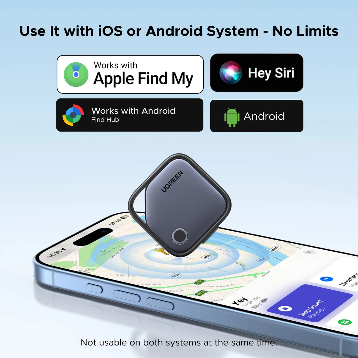 UGREEN Smart Finder For Apple Find My (iOS) & Find Hub App (Android) Bluetooth Tracker Card