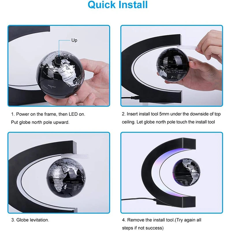 Magnetic Floating Levitation Globe LED World Map Electronic Antigravity Lamp